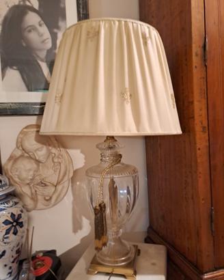 Lampada classica cristallo con colonna in marmo