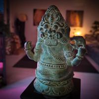 Statua bifronte Ganesha e Kala in lega di bronzo