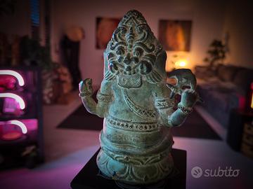 Statua bifronte Ganesha e Kala in lega di bronzo