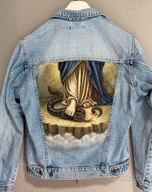 Giacca di Jeans Vintage dipinta a mano Madonna
