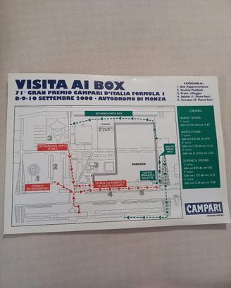 Mappa originale Visita ai Box GP F1 Monza 2000