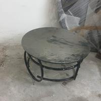 tavolino metallo nero cristallo nero