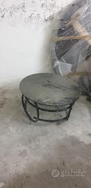 tavolino metallo nero cristallo nero