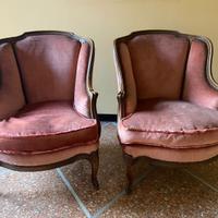 Poltroncine bergère stile Luigi XV velluto rosa