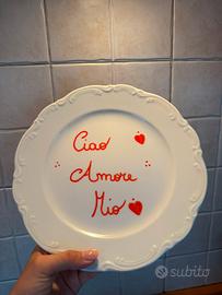 Piatto ceramica decorato a mano
