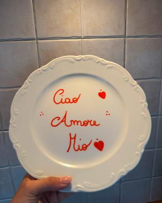 Piatto ceramica decorato a mano