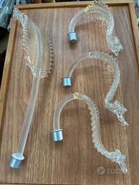 Set n. 4 foglie vetro Murano per lampadario
