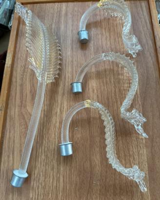 Set n. 4 foglie vetro Murano per lampadario