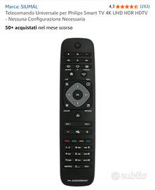 Telecomando compatibile per Philips Smart TV 4k