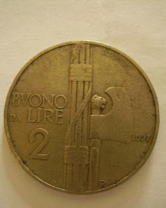 BUONO DA LIRE 2  1927 REGNO D'ITALIA