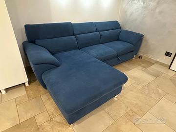 Divano letto angolare, penisola a sx, color denim