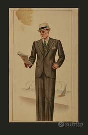 Poster moda originale anni 30 raffifurante uomo ve