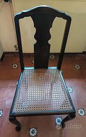 Sedia legno scuro stile Chippendale anni '40/'50
