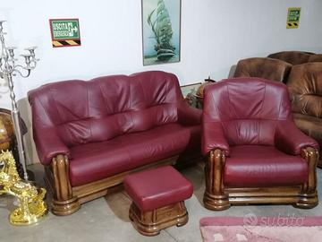 SET DIVANI reale 3+PG+POUF in pelle ! CONSEGNA !
