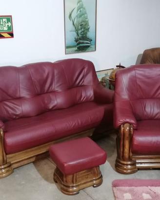 SET DIVANI reale 3+PG+POUF in pelle ! CONSEGNA !