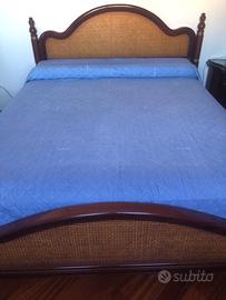 LETTO VINTAGE MOGANO E PAGLIA DI VIENNA.