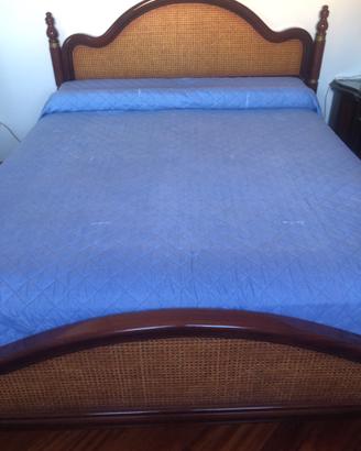 LETTO VINTAGE MOGANO E PAGLIA DI VIENNA.
