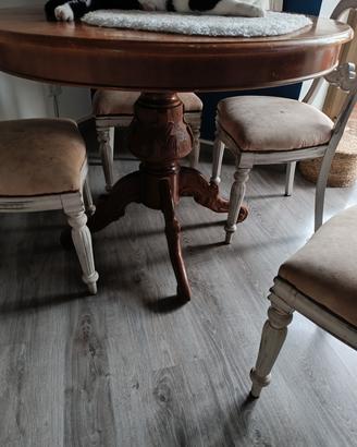tavolo legno intarsiato , allungabile 