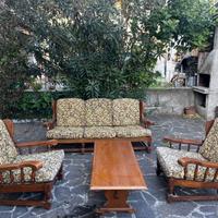 Divano + poltrone in legno rovere