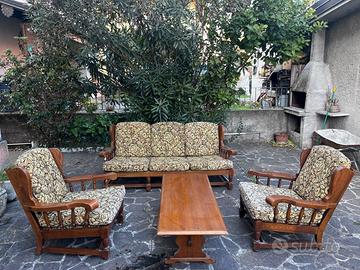 Divano + poltrone in legno rovere