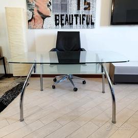 SCRIVANIA DESIGN CRTISTALLO E METALLO CROMATO