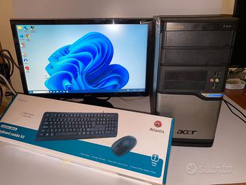 Postazione completa PC Computer Acer Monitor Win11