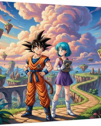 QUADRO DRAGON BALL GOKU E BULMA 20x20 CM -