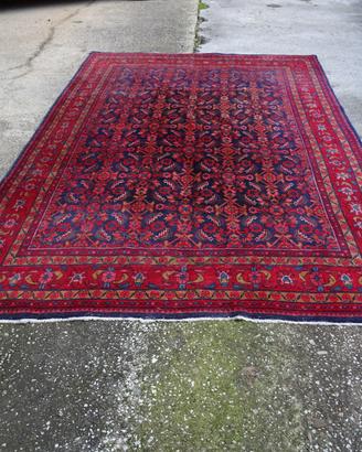 TAPPETO GRANDE IN LANA ROSSO E BLU VINTAGE