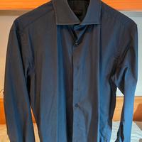 TRUSSARDI CAMICIA blu con logo ricamato  tg. 40