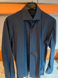 TRUSSARDI CAMICIA blu con logo ricamato  tg. 40