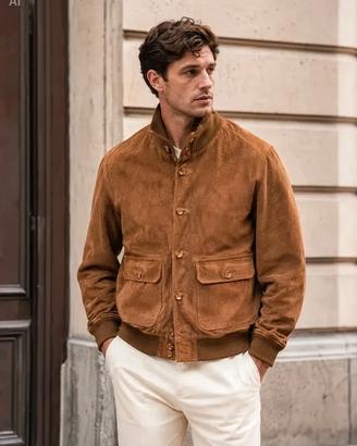 Giacca bomber vintage da uomo in vera pelle scamos