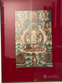 Thangka tibetano dipinto orientale buddismo