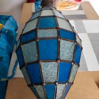 LAMPADARIO MAROCCHINO OTTONE VETRO