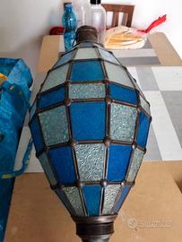 LAMPADARIO MAROCCHINO OTTONE VETRO
