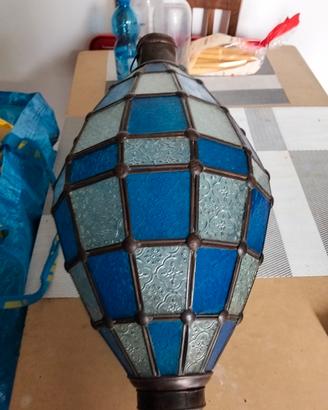 LAMPADARIO MAROCCHINO OTTONE VETRO