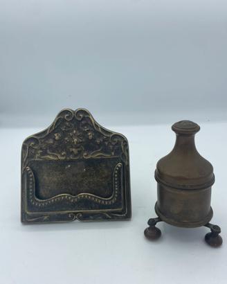 Lotto vintage scrivania calamaio+portacarte