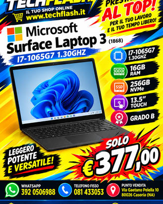 Surface Laptop 3  - I7-1065G7 ram 16gb ssd 256gb