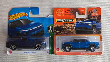 Hotwheels Silverado EV + MATCHBOX Chevy 2024 Silve