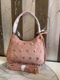 Borsa da bonna scamosciata con borchie nuova