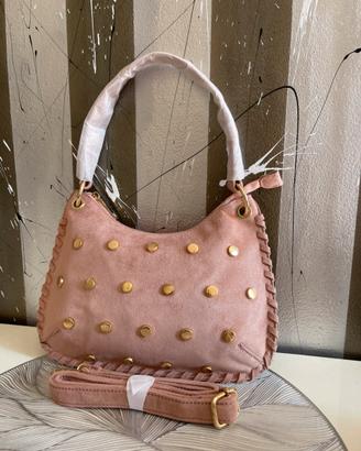 Borsa da bonna scamosciata con borchie nuova