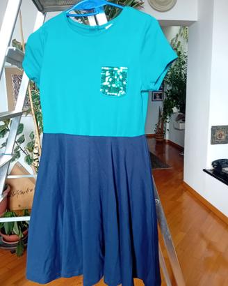 vestito bicolore con cerniera per anni 14