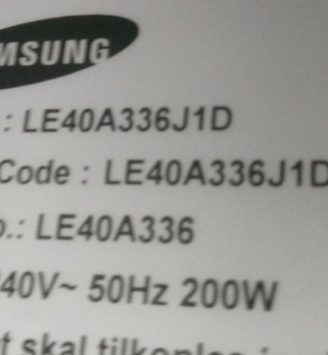 TV samsung LE40A336J1D ricambi