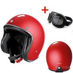 CASCO JET VINTAGE STORMER GLITTERATO RED +OCCHIALI