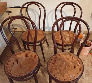 mobili antichi sedie thonet + panca + attaccapanni