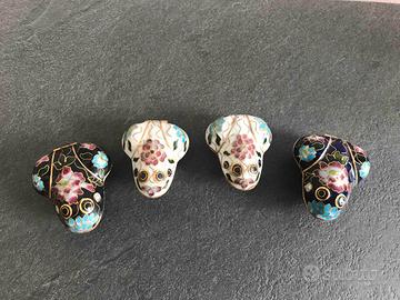 Lotto 4 scatoline rana cloisonné vintage