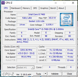 CPU Intel i5 7400