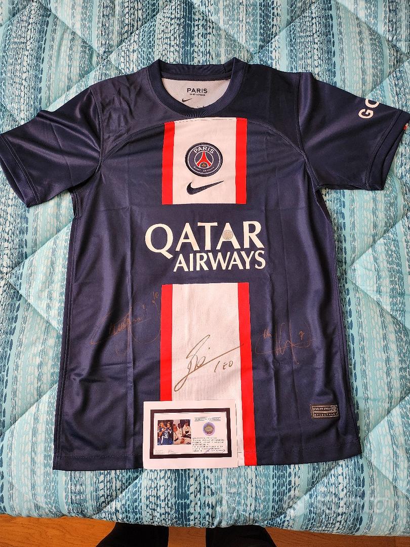 Maglia Psg autografata Messi Neymar Mbappe COA