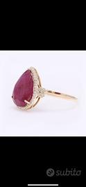 Esclusivo anello in oro giallo 14k con rubino
