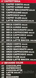 Caffè, cappuccino,cioccolata calda ,ginsdng ,orzo.