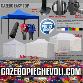Gazebo 3x3 blu pieghevole feste PVC impermeabile